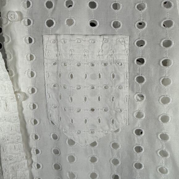 J.Crew White Eyelet Button Down Shirt 100% Cotton Classic Fit Capsule Casual | 2 - Picture 4 of 10